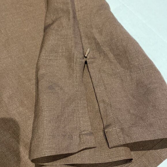 Linen short sleeves v neck Johnny collar with embellished front by Bogari XL - Picture 7 of 8